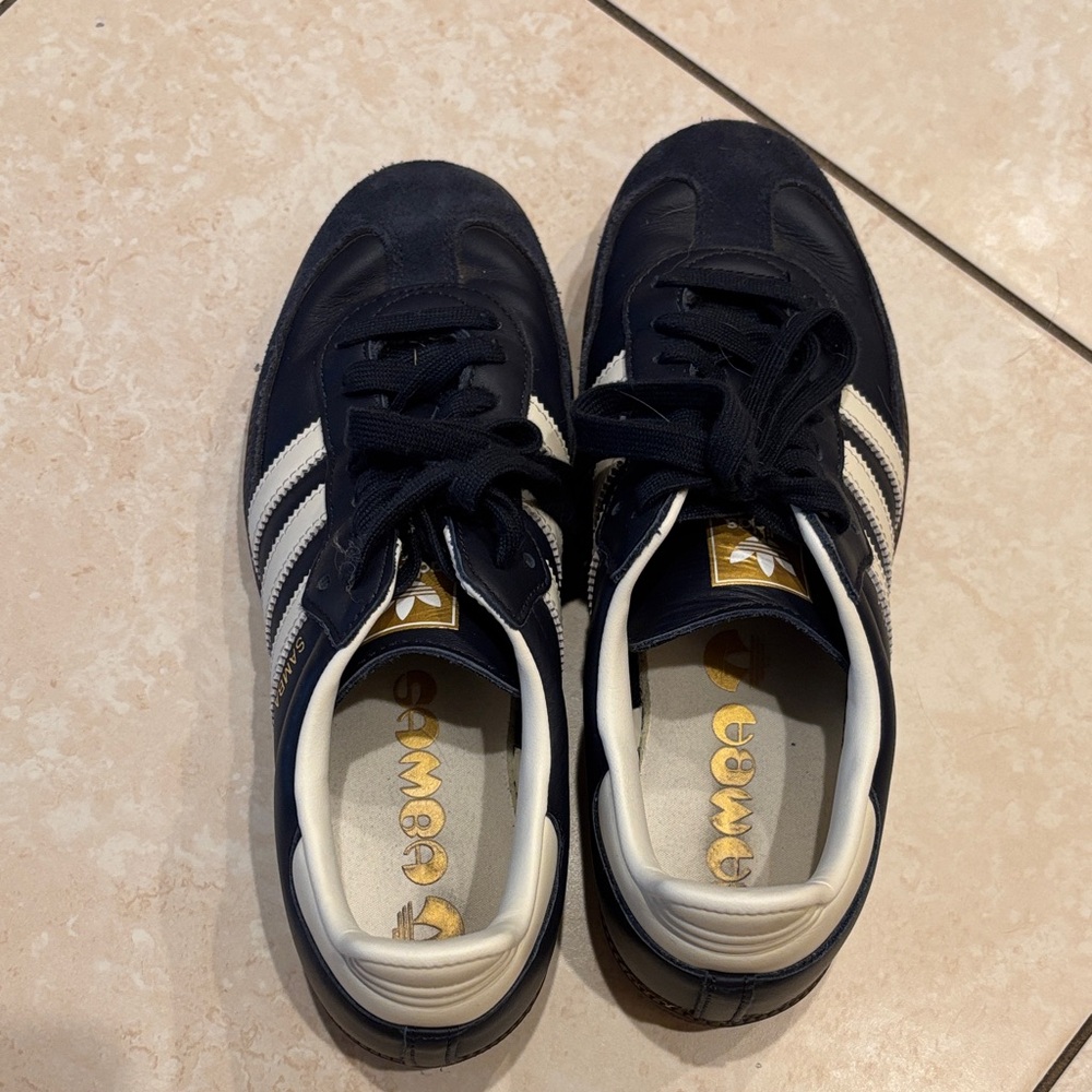 Adidas Dark Blue and Cream Sneakers